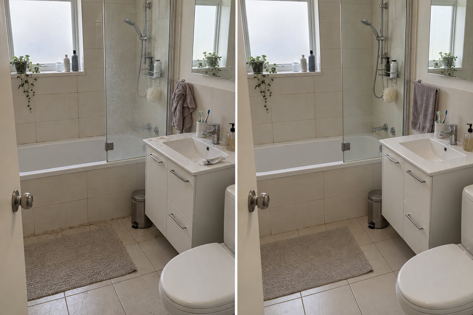 Bathroom after cleaning — simulated scene