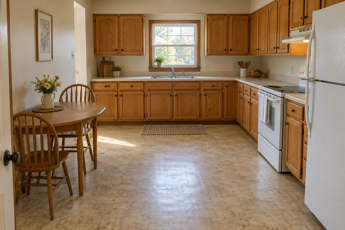 Kitchen with boxes and clutter cleared away